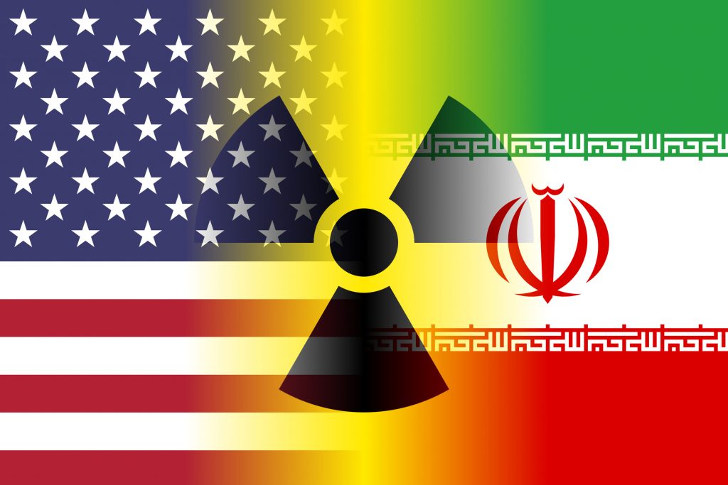 usa and iran flags